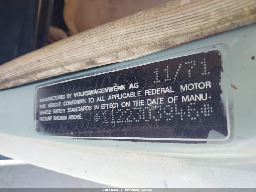 1972 Volkswagen Beetle VIN: 00000001122303946 Lot: 43352084