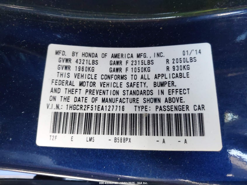 2014 HONDA ACCORD SPORT - 1HGCR2F51EA127716