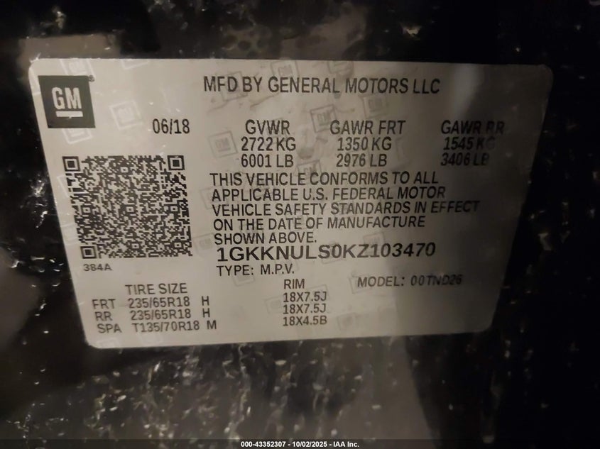 2019 GMC ACADIA SLT-1 - 1GKKNULS0KZ103470