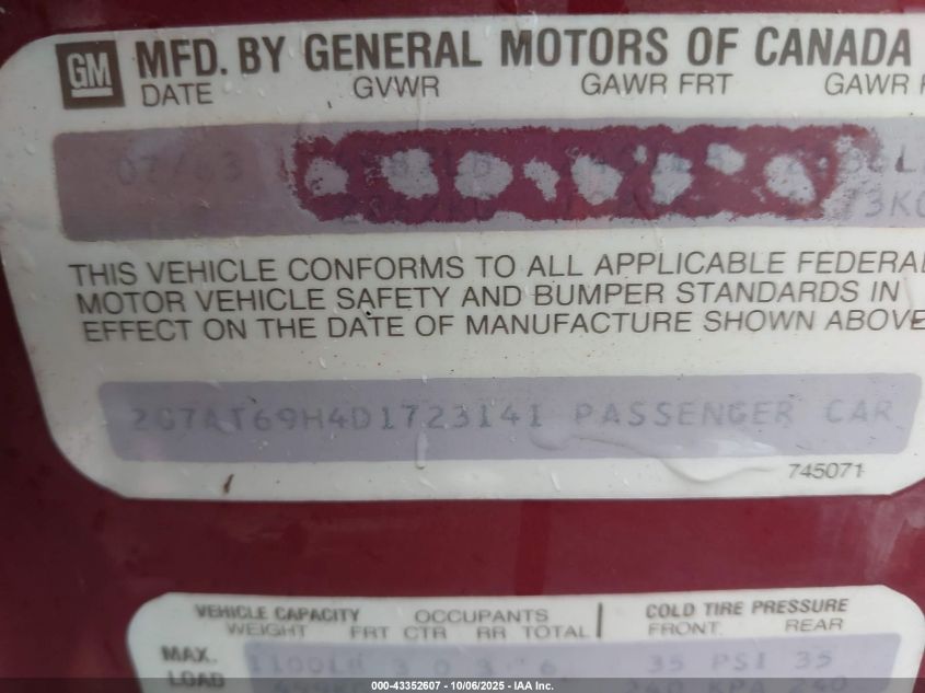 1983 Pontiac Parisienne Brougham VIN: 2G7AT69H4D1723141 Lot: 43352607