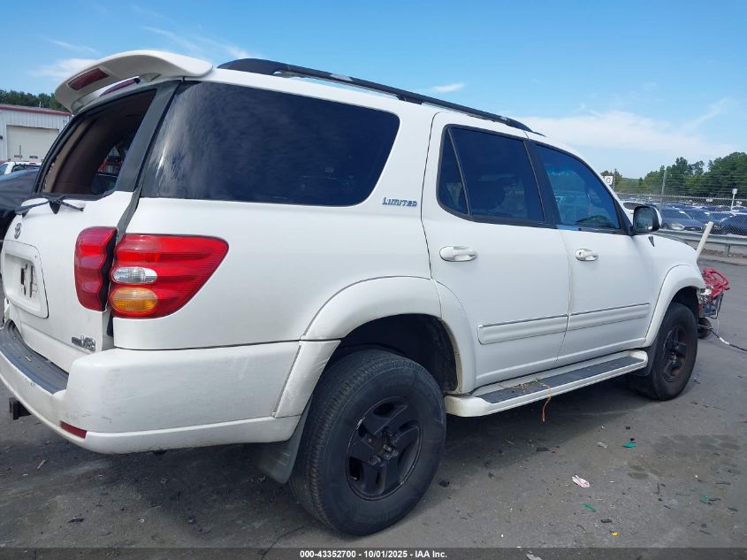 2002 Toyota Sequoia Limited V8 VIN: 5TDZT38A92S089242 Lot: 43352700