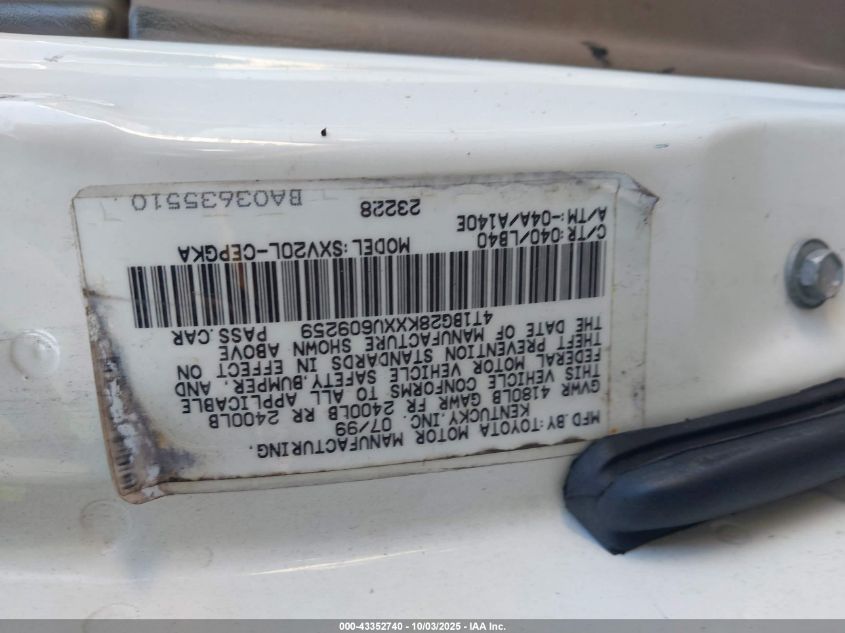 1999 Toyota Camry Xle VIN: 4T1BG28KXXU609259 Lot: 43352740