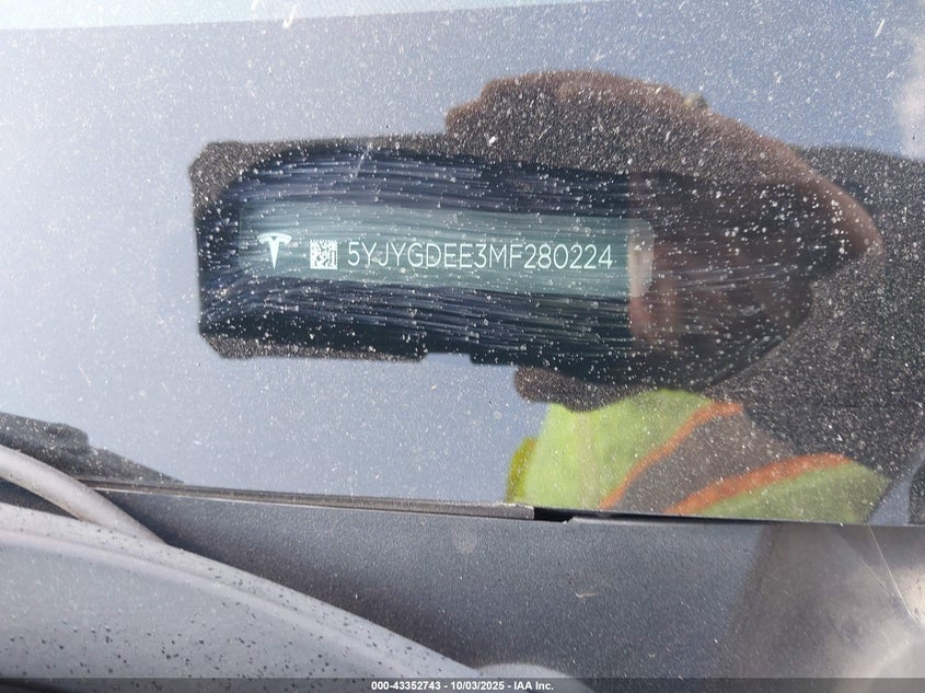 2021 Tesla Model Y Long Range Dual Motor All-Wheel Drive VIN: 5YJYGDEE3MF280224 Lot: 43352743