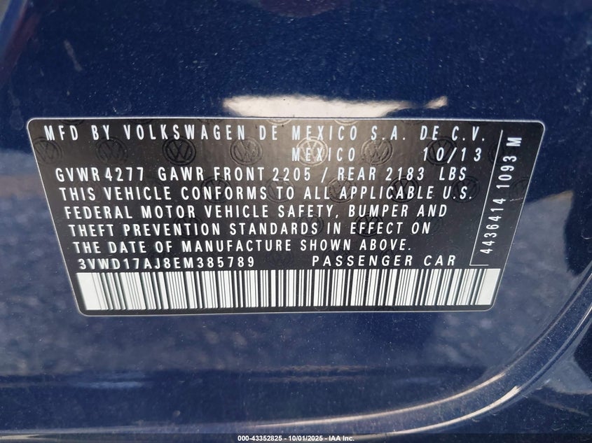 2014 VOLKSWAGEN JETTA 1.8T SE - 3VWD17AJ8EM385789