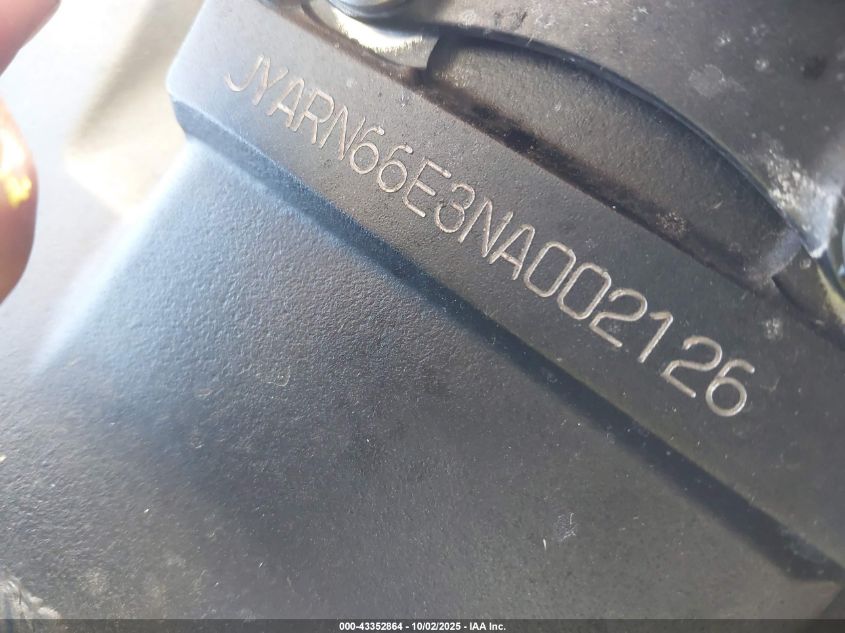 2022 Yamaha Yzfr1 VIN: JYARN66E3NA002126 Lot: 43352864