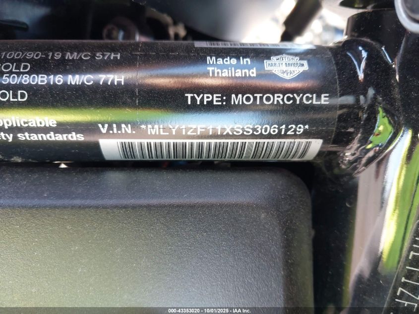 2025 Harley-Davidson Rh975 S VIN: MLY1ZF11XSS306129 Lot: 43353020