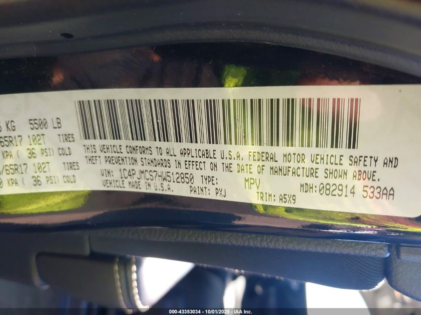 2017 Jeep Cherokee Latitude 4X4 VIN: 1C4PJMCS7HW512850 Lot: 43353034