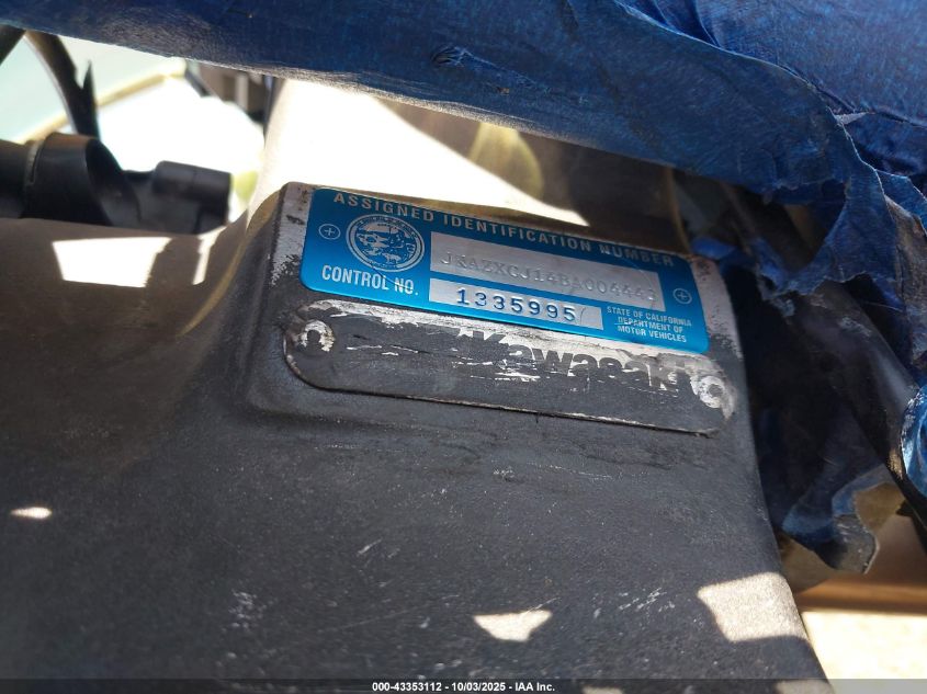 2011 Kawasaki Zx1000 J VIN: JKAZXCJ14BA004443 Lot: 43353112