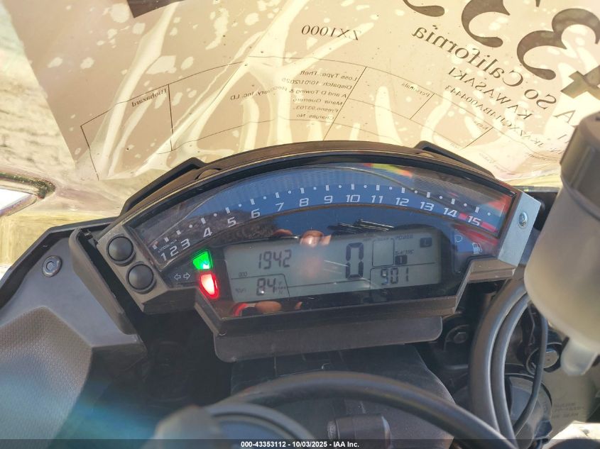 2011 Kawasaki Zx1000 J VIN: JKAZXCJ14BA004443 Lot: 43353112