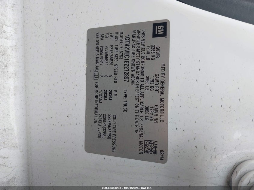 2014 GMC SIERRA 1500 SLT - 1GTV2VEC1EZ272897