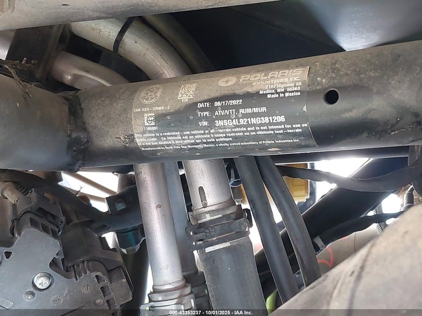 2022 Polaris Rzr Turbo R 4 Ultimate VIN: 3NSG4L921NG381206 Lot: 43353237