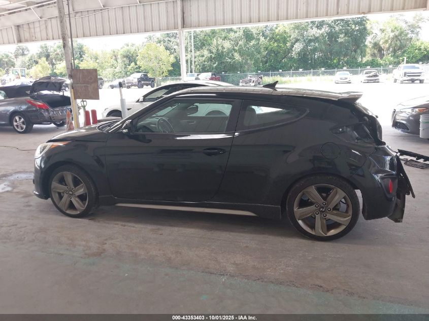 2013 Hyundai Veloster Turbo W/Blue VIN: KMHTC6AEXDU167848 Lot: 43353403