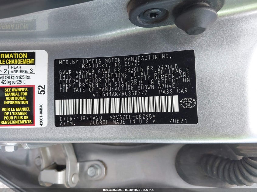 2024 TOYOTA CAMRY SE - 4T1G11AK7RU858777