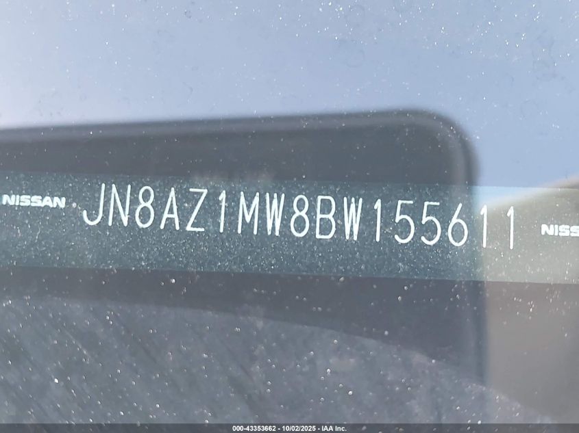2011 Nissan Murano Sl VIN: JN8AZ1MW8BW155611 Lot: 43353662