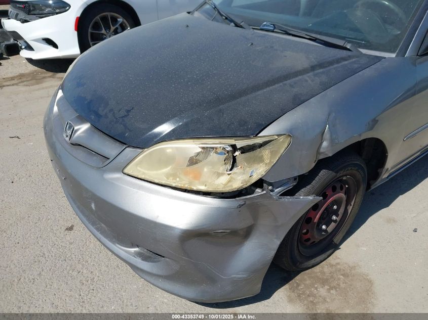 2005 Honda Civic Lx VIN: 2HGES16505H566818 Lot: 43353749