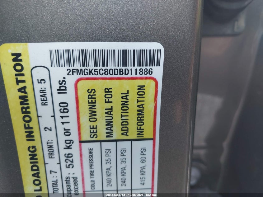 2013 FORD FLEX SEL 2FMGK5C80DBD11886