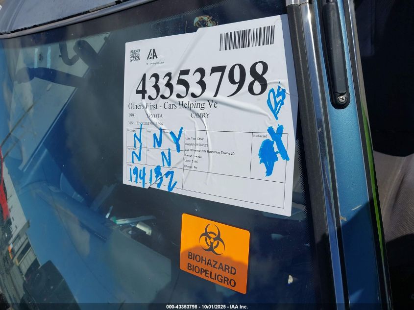 1991 Toyota Camry Dlx VIN: JT2VV21EFM0141296 Lot: 43353798