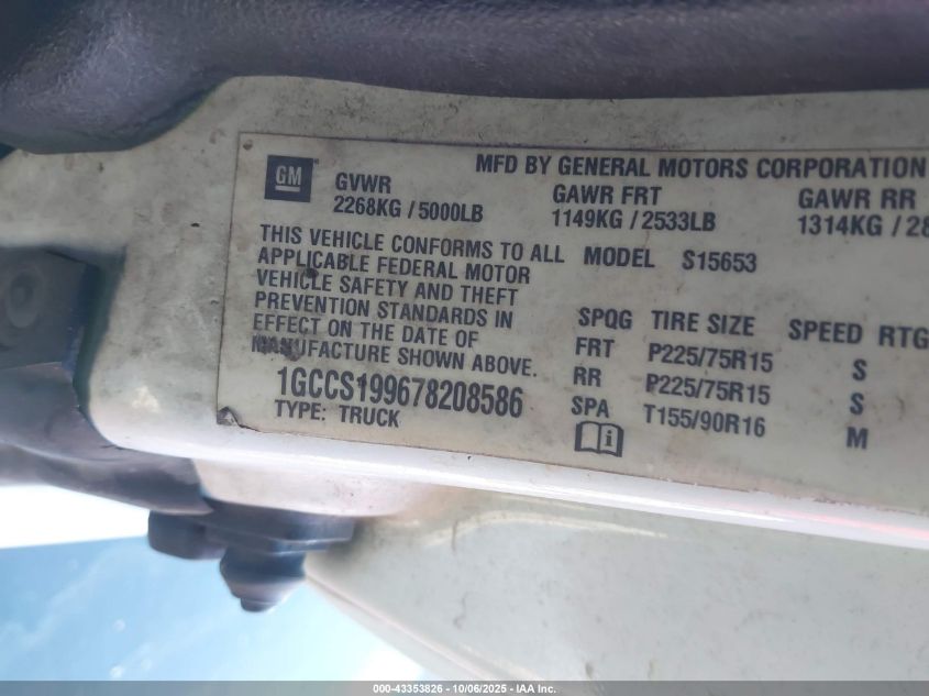 2007 Chevrolet Colorado Lt VIN: 1GCCS199678208586 Lot: 43353826