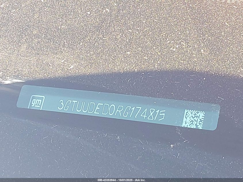 2024 GMC Sierra 1500 4Wd Standard Box Slt VIN: 3GTUUDED0RG174815 Lot: 43353944