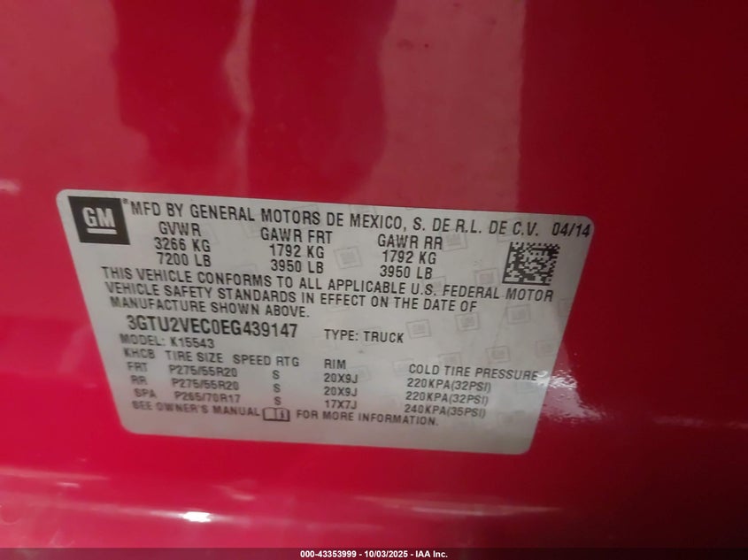 2014 GMC SIERRA 1500 SLT - 3GTU2VEC0EG439147