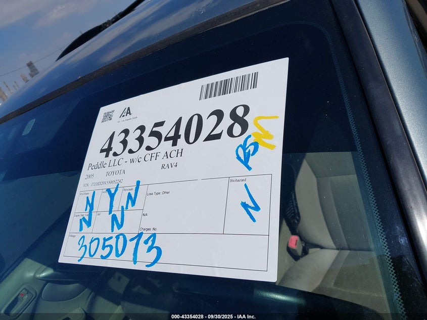 2005 Toyota Rav4 VIN: JTEHD20V550052242 Lot: 43354028