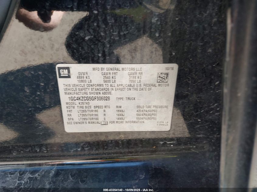 2016 Chevrolet Silverado 3500Hd Lt VIN: 1GC4KZCG5GF306028 Lot: 43354140