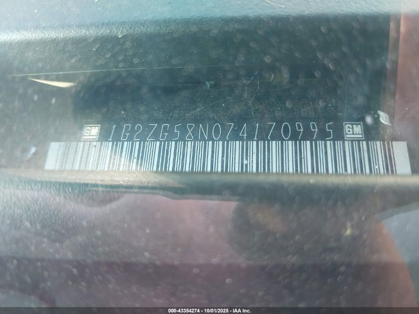 2007 Pontiac G6 VIN: 1G2ZG58N074170995 Lot: 43354274