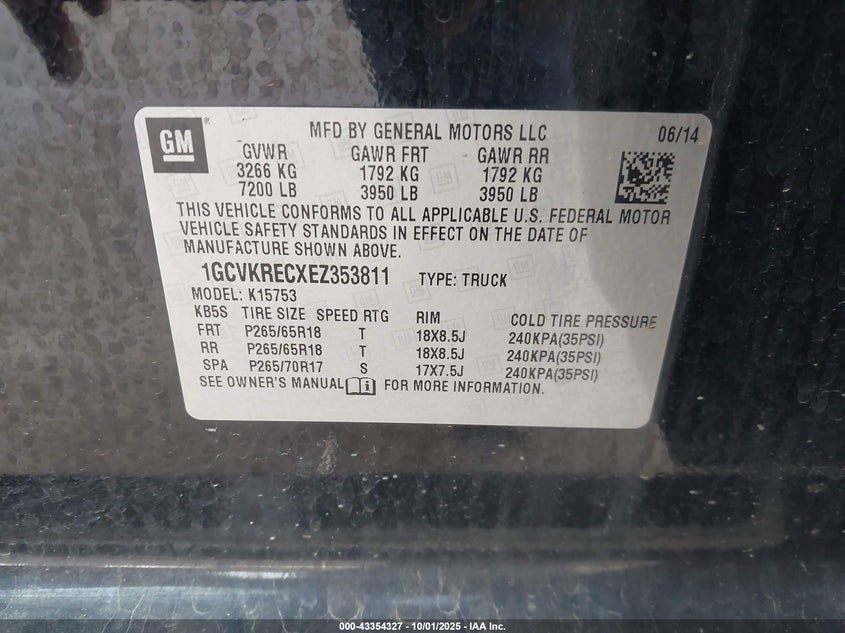 2014 CHEVROLET SILVERADO 1500 1LT - 1GCVKRECXEZ353811