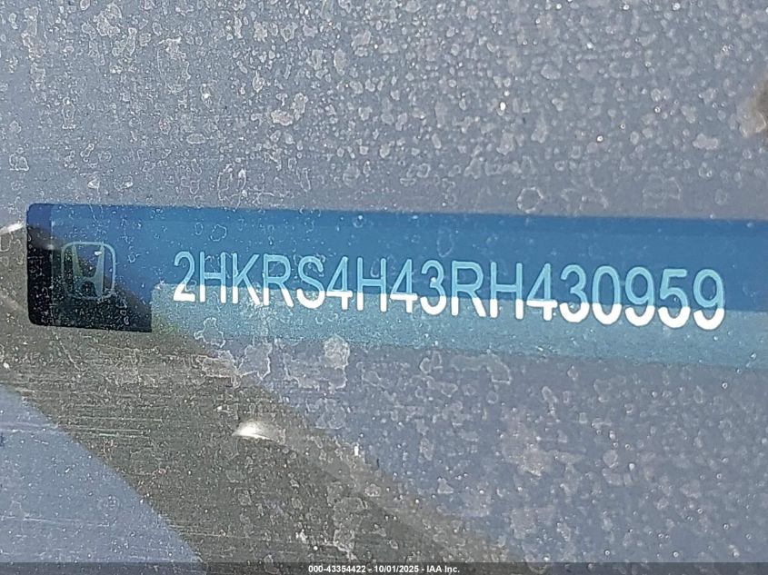 2024 Honda Cr-V Ex Awd VIN: 2HKRS4H43RH430959 Lot: 43354422