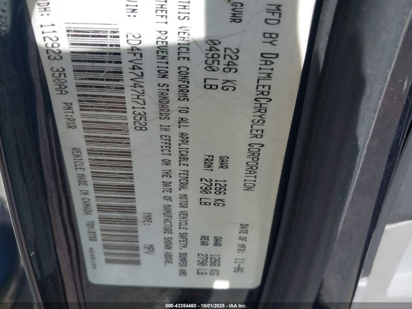 2007 Dodge Magnum VIN: 2D4FV47V47H713528 Lot: 43354460