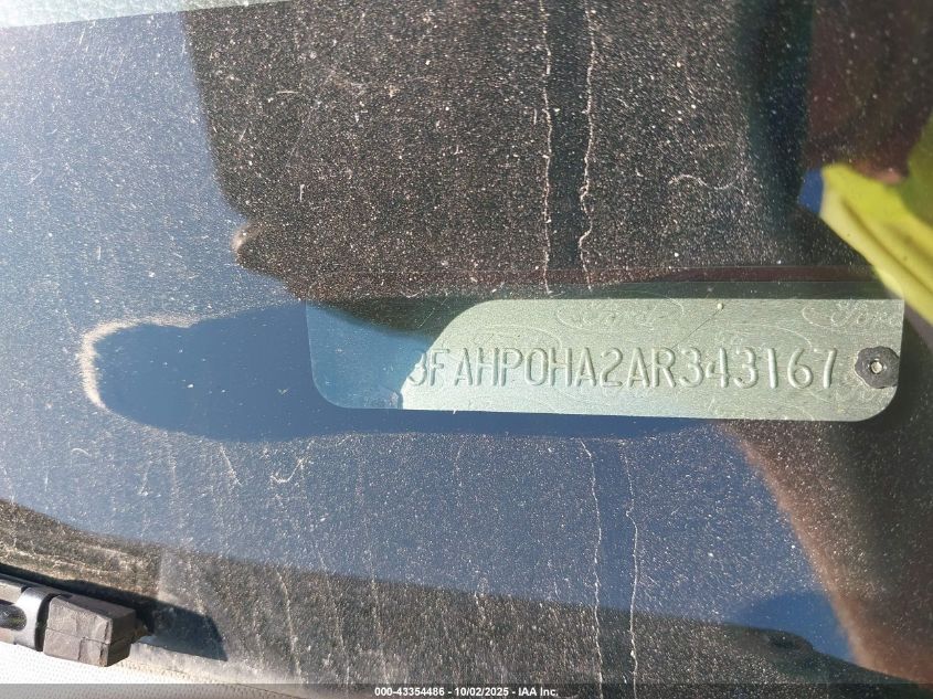 2010 Ford Fusion Se VIN: 3FAHP0HA2AR343167 Lot: 43354486