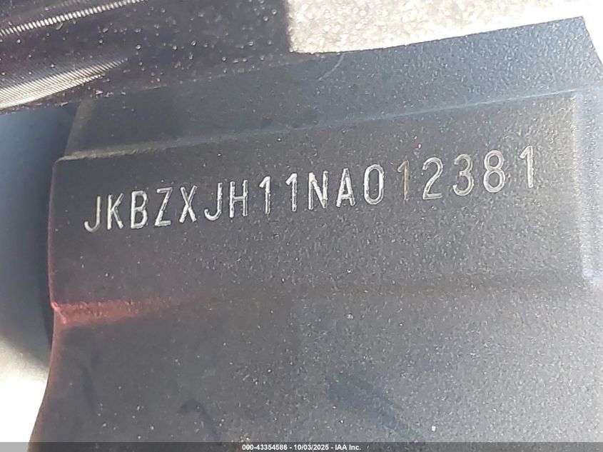 2022 Kawasaki Zx636 K VIN: JKBZXJH11NA012381 Lot: 43354586