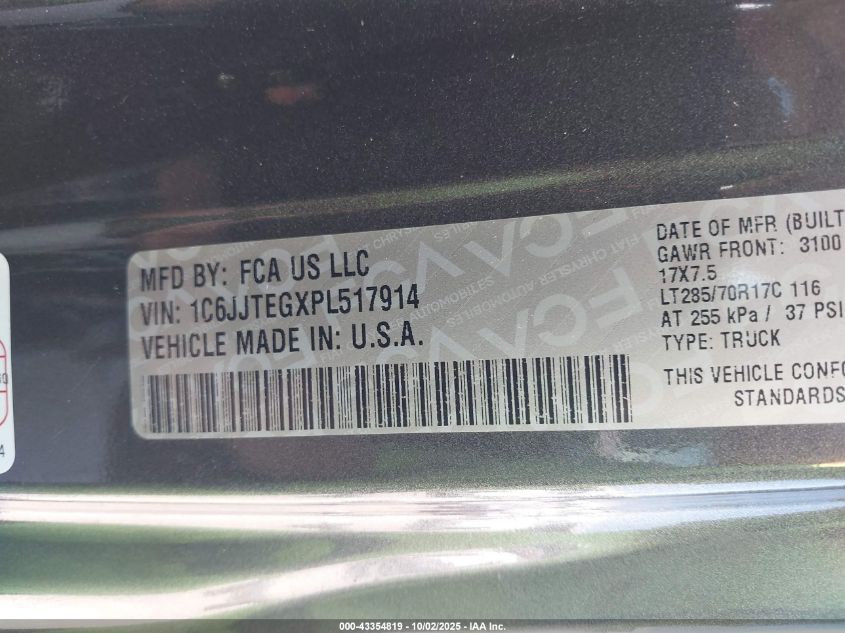 2023 Jeep Gladiator Mojave 4X4 VIN: 1C6JJTEGXPL517914 Lot: 43354819