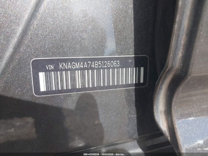 2011 Kia Optima Lx VIN: KNAGM4A74B5126063 Lot: 43355226