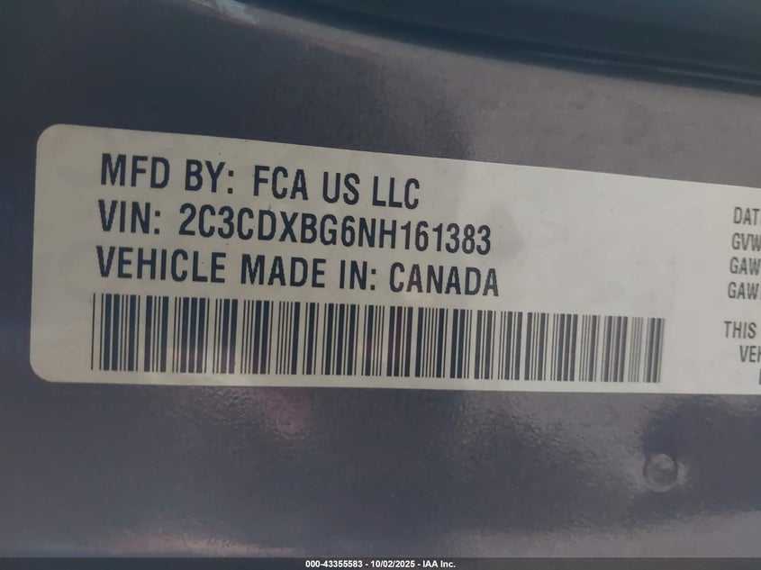 2022 DODGE CHARGER SXT RWD - 2C3CDXBG6NH161383