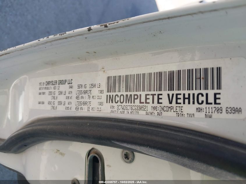 2012 Ram 3500 Chassis St/Slt/Laramie VIN: 3C7WDSCT6CG330521 Lot: 43355757