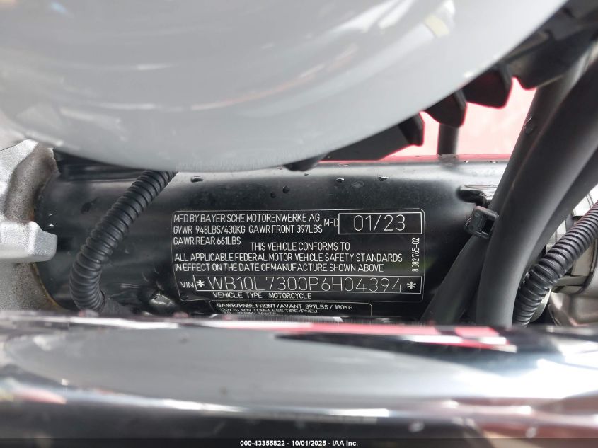 2023 BMW R Nine T Scrambler VIN: WB10L7300P6H04394 Lot: 43355822