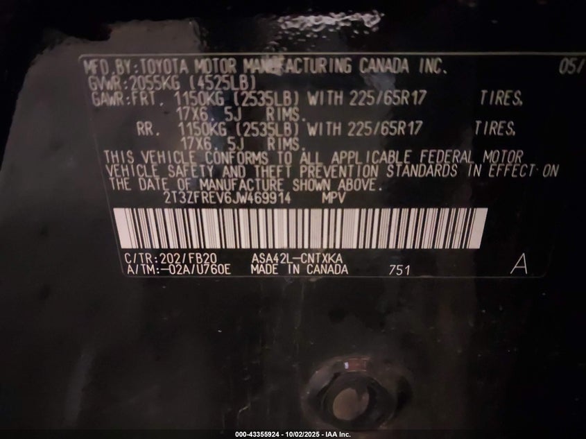 2018 TOYOTA RAV4 LE - 2T3ZFREV6JW469914