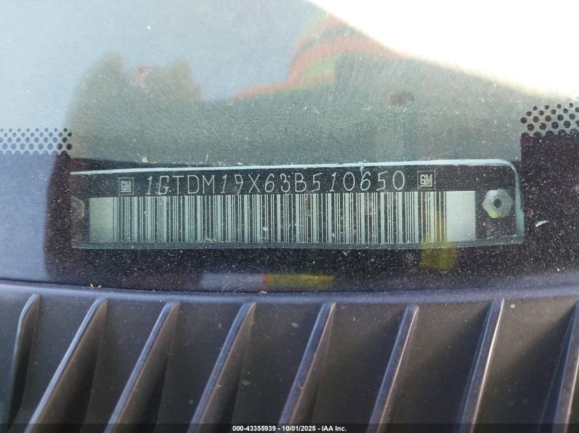 2003 GMC Safari Standard VIN: 1GTDM19X63B510650 Lot: 43355939