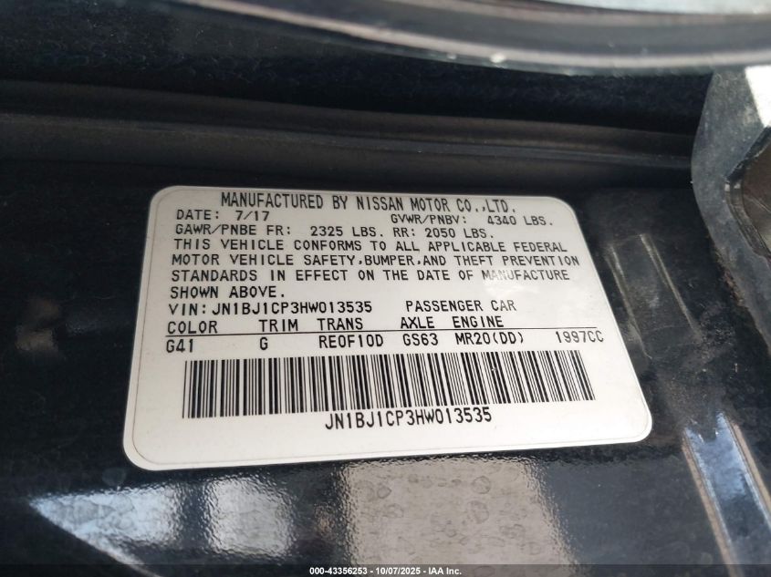 2017 Nissan Rogue Sport Sv VIN: JN1BJ1CP3HW013535 Lot: 43356253