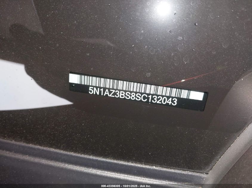 2025 Nissan Murano Sv VIN: 5N1AZ3BS8SC132043 Lot: 43356305