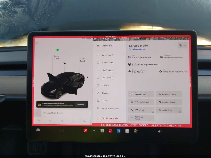 2022 Tesla Model 3 Long Range Dual Motor All-Wheel Drive VIN: 5YJ3E1EBXNF152195 Lot: 43356320