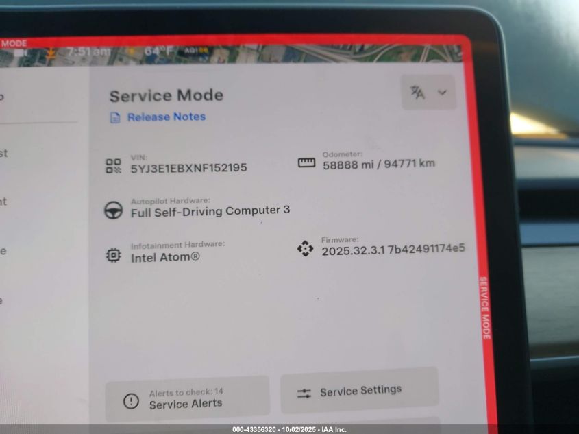 2022 Tesla Model 3 Long Range Dual Motor All-Wheel Drive VIN: 5YJ3E1EBXNF152195 Lot: 43356320