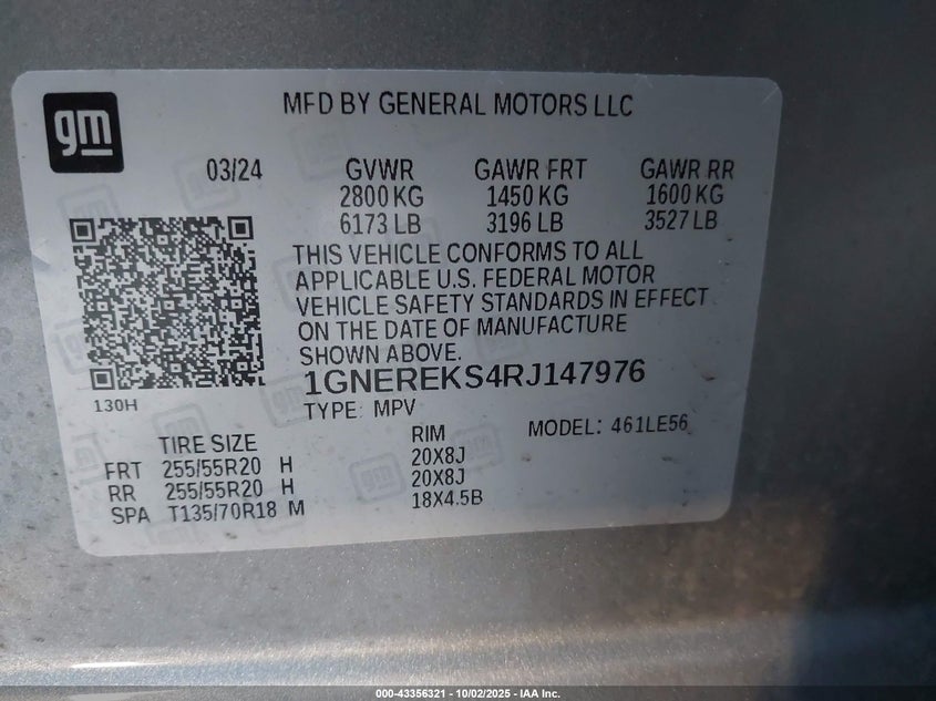 2024 CHEVROLET TRAVERSE FWD LS - 1GNEREKS4RJ147976