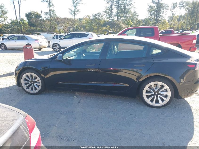 2022 Tesla Model 3 Rear-Wheel Drive VIN: 5YJ3E1EA8NF185817 Lot: 43356566