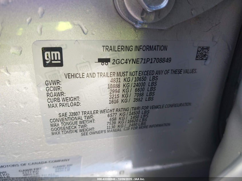 2023 Chevrolet Silverado 2500Hd 4Wd Standard Bed Lt VIN: 2GC4YNE71P1708849 Lot: 43356948