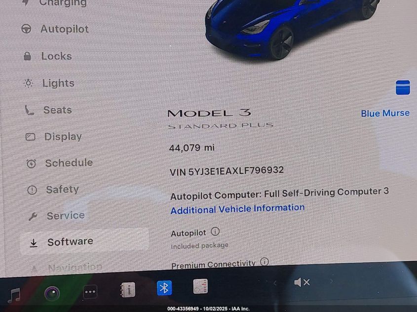2020 Tesla Model 3 Standard Range Plus Rear-Wheel Drive/Standard Range Rear-Wheel Drive VIN: 5YJ3E1EAXLF796932 Lot: 43356949