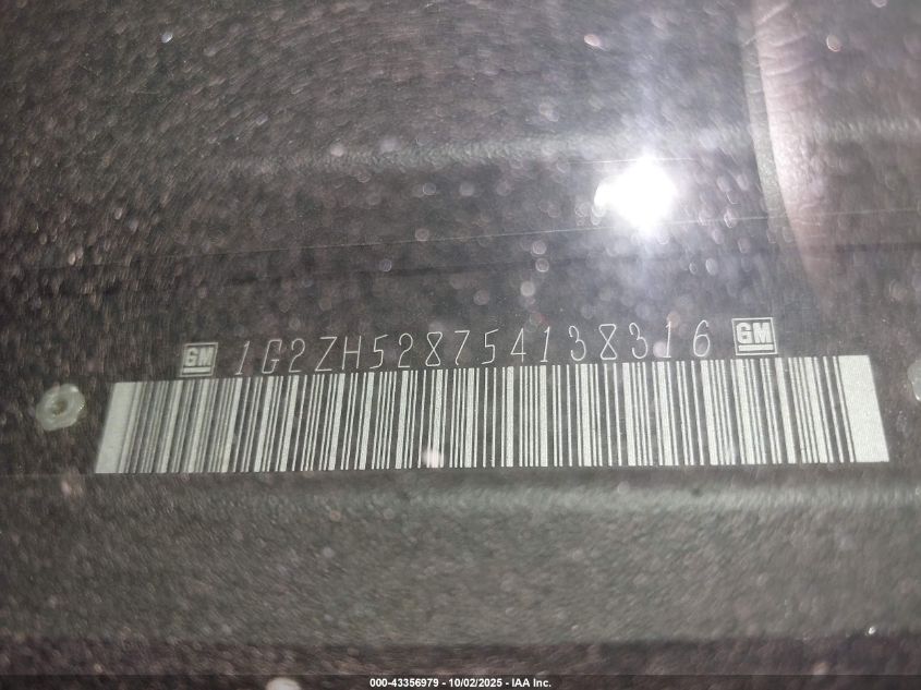 2005 Pontiac G6 Gt VIN: 1G2ZH528754138316 Lot: 43356979