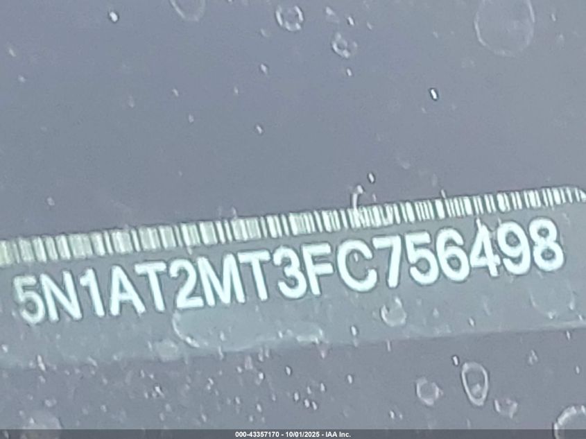 2015 Nissan Rogue Sv VIN: 5N1AT2MT3FC756498 Lot: 43357170
