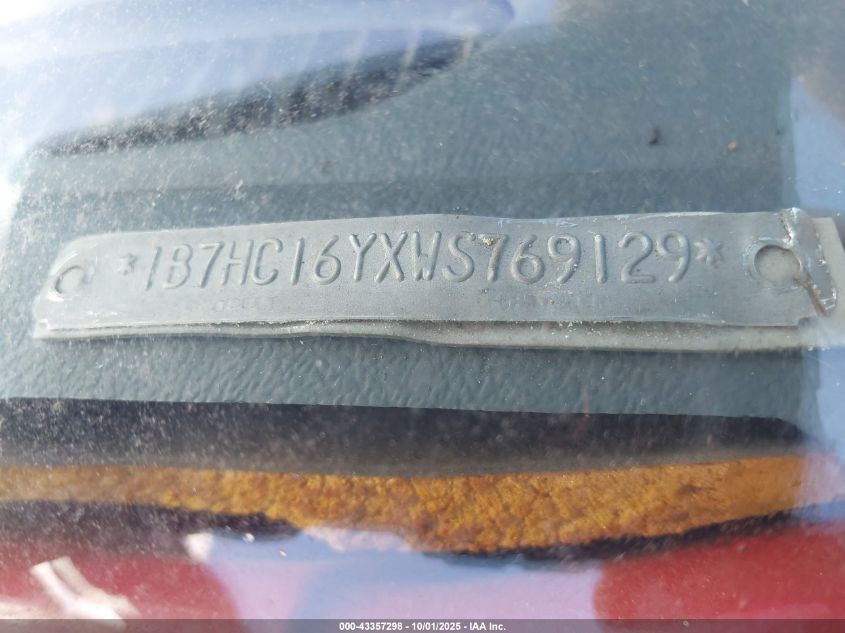 1998 Dodge Ram 1500 St VIN: 1B7HC16YXWS769129 Lot: 43357298